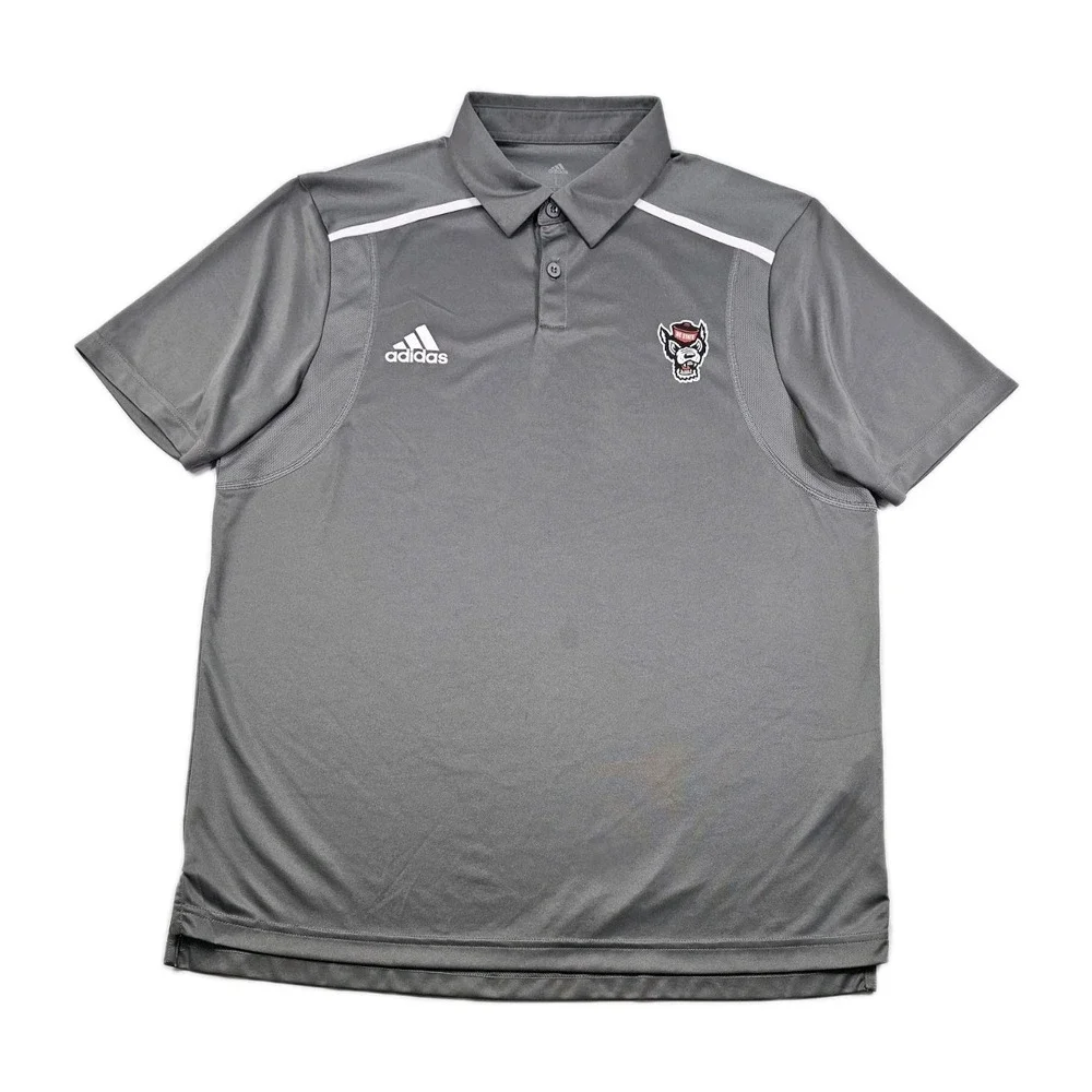 Adidas NC State‎ Wolf Pack AeroReady Dry Tech Mens Large Grey Team Issue Polo